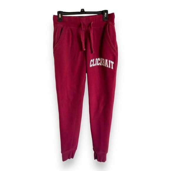 Clickbait David Dobrik Sweatpants Sz S Authorized Fanjoy Burgundy Pants - Picture 1 of 7